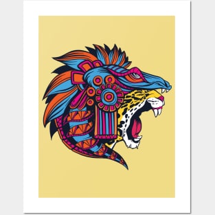 Huichol Aztec Jaguar Head Posters and Art